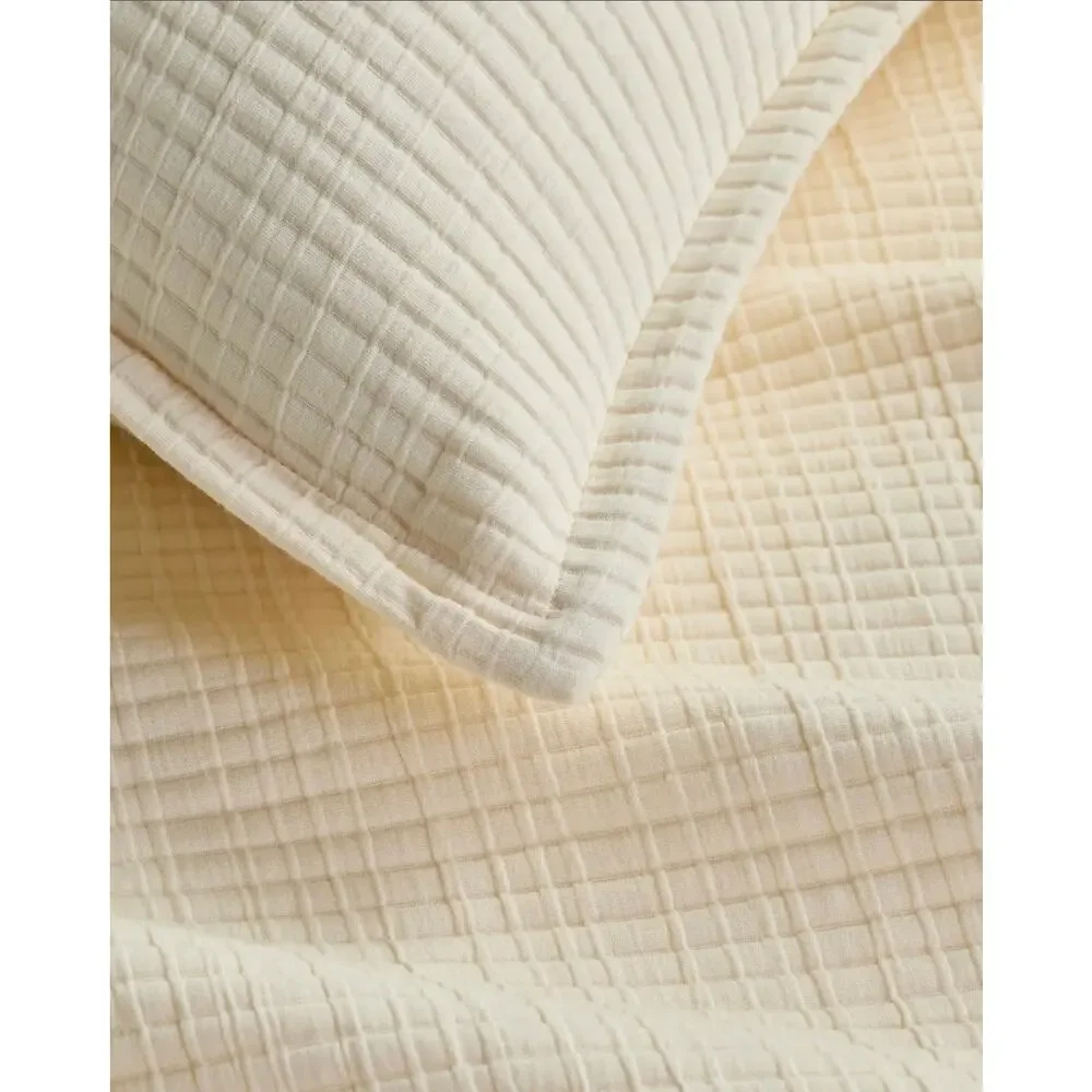NWT Quince Organic Ribbed Cotton Coverlet 3Pc Set King Cal King Ivory $154 MSRP